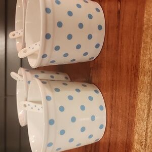 Four Porcelain Bowls And Spoons And Trader Joe Bag